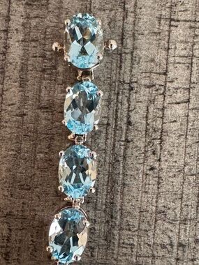 Beautiful Swiss Blue Topaz Tennis bracelet, set in sterling silver